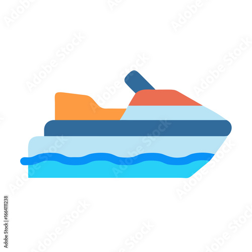 Flat vector graphic of a jet ski isolated on a black background