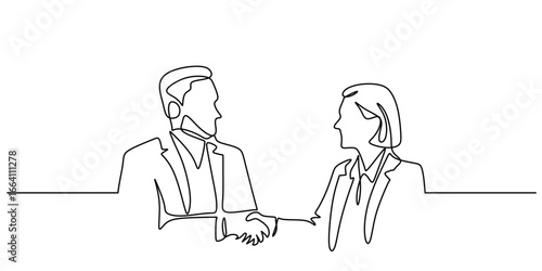 Business Agreement Handshake Line Illustration