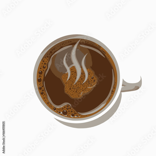 Overhead View of a Steaming Cup of Coffee A Delicious, Hot Beverage Ready to Enjoy