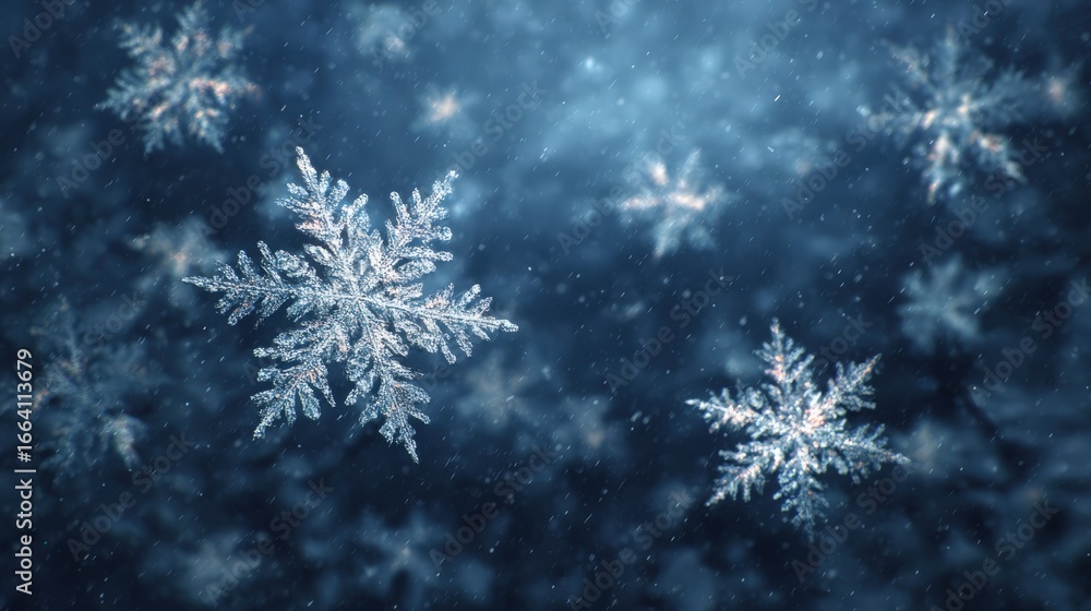 Beautiful snowflakes falling gracefully against a soft blue winter backdrop. Beautiful snowflakes falling gracefully against a soft blue winter backdrop.