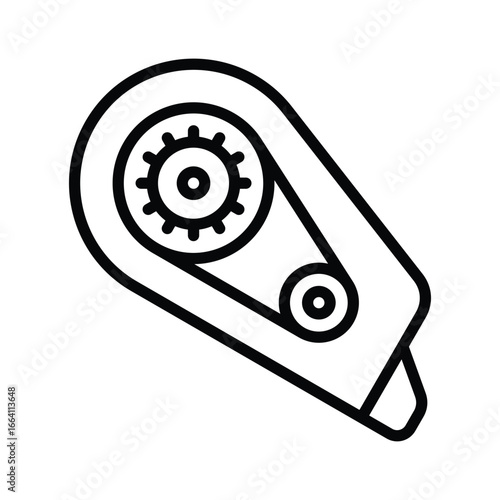 A black outline drawing of a correction tape dispenser. Editable stroke. Vector illustration