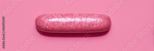 Bright Pink Sausage on Smooth Background