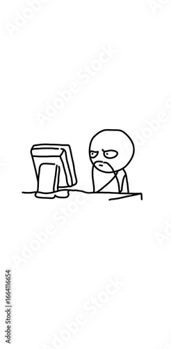 illustration guy watching computer seriously meme
