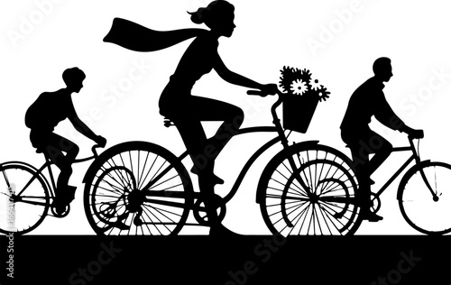 "Mountain Biking Action Silhouettes" Vector Bundle
