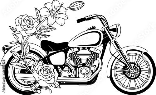 "Floral Motorcycle Art - Ride Free" vector Bundle