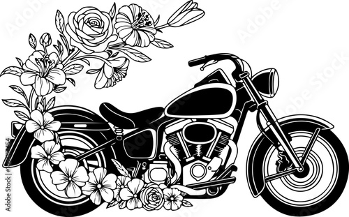 "Floral Motorcycle Art - Ride Free" vector Bundle
