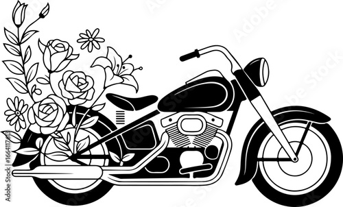 "Floral Motorcycle Art - Ride Free" vector Bundle