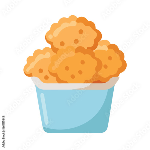 Vector illustration of chicken nuggets in a paper container