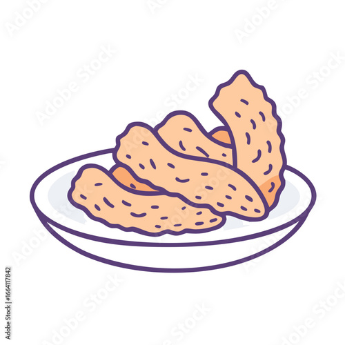 Appetizing cartoon chicken wings piled on a serving plate