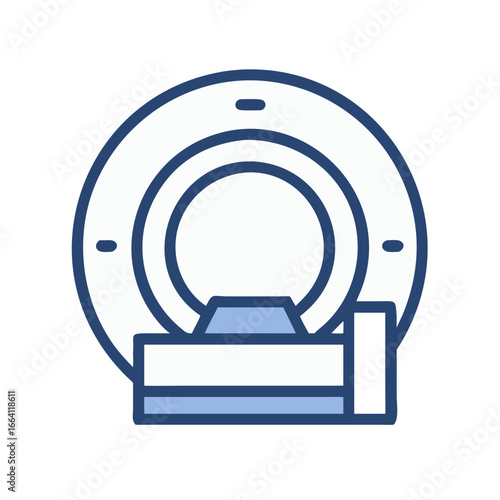 Minimalist line art illustration of a CT scan machine