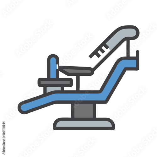 Stylized dental chair illustration against a black background