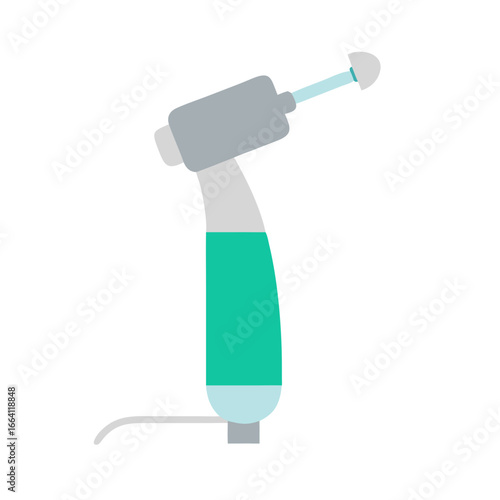 Dental tool illustration with teal liquid isolated on black