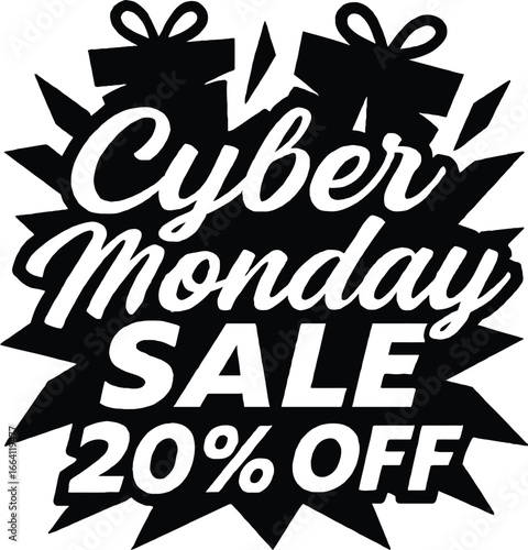 Cyber Monday Sale Shopping Concept with Black Gift Boxes