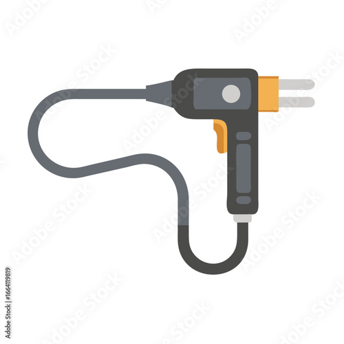 Isolated flat vector illustration of an electric soldering iron