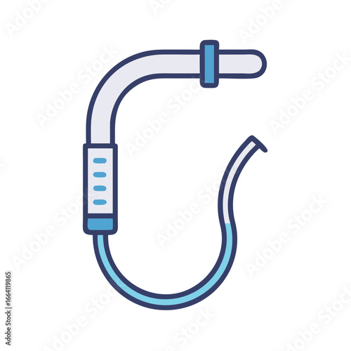 Blue and White Watering Hose on Black Background Illustration