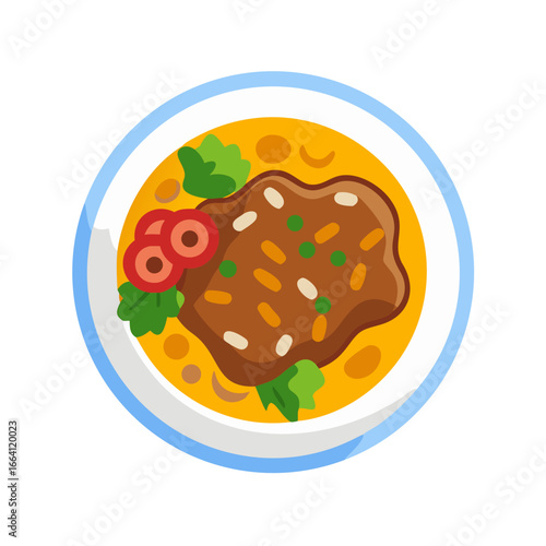 Overhead shot of a cartoon style stew in bowl