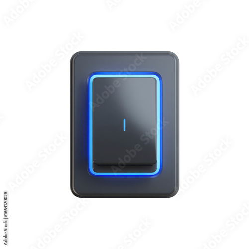Modern Illuminated Light Switch - On/Off Control, Blue LED Backlight, Dark Grey Panel