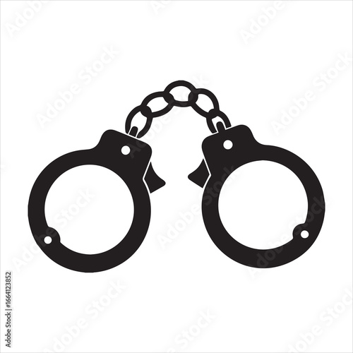 406 Handcuff icon vector, handcuff black silhouette. handcuffs isolated on white