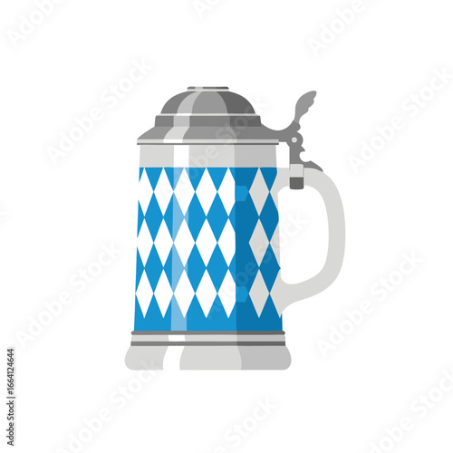 Bavarian beer stein with diamond pattern isolated vector illustration