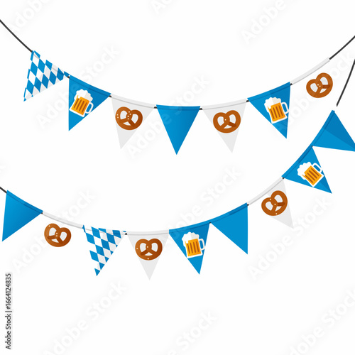 Oktoberfest Banner with Pretzel and Beer Glass Vector Illustration
