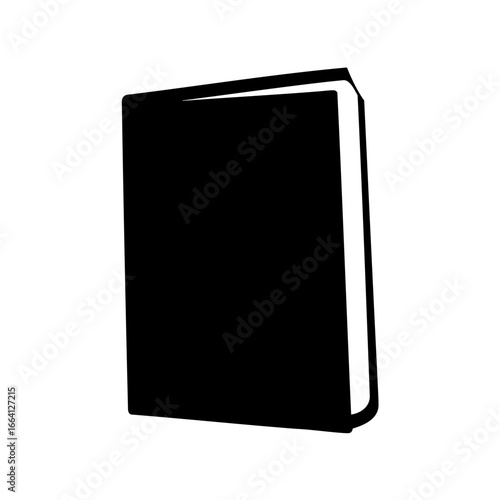 Simple Black Book Silhouette Standing Upright on a White Background Design