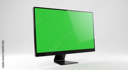 Computer Monitor with Green Screen Mockup