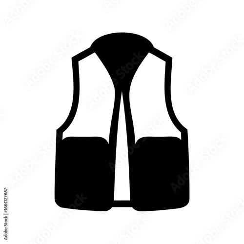 Black and white vector image of a waistcoat or vest apparel item