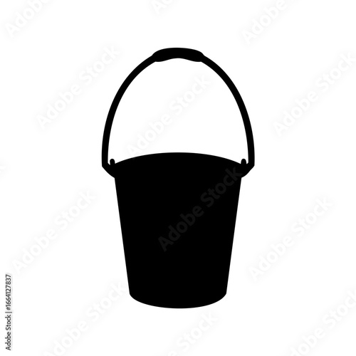Simple Black Bucket Silhouette with Curved Handle for Holding Liquids or Solids