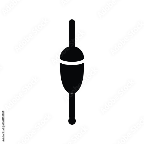 A simple graphic icon of a fishing bobber or float object