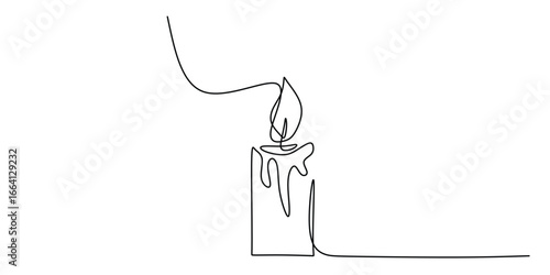 Minimal Line Art of Candle Flame as Symbol of Calm and Peace