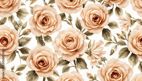 A vintage-inspired repeating wallpaper design with a romantic and ethereal aesthetic.