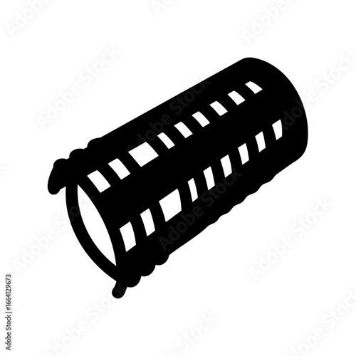 Stylized Illustration of a Hair Roller with Slotted Design and Retainer