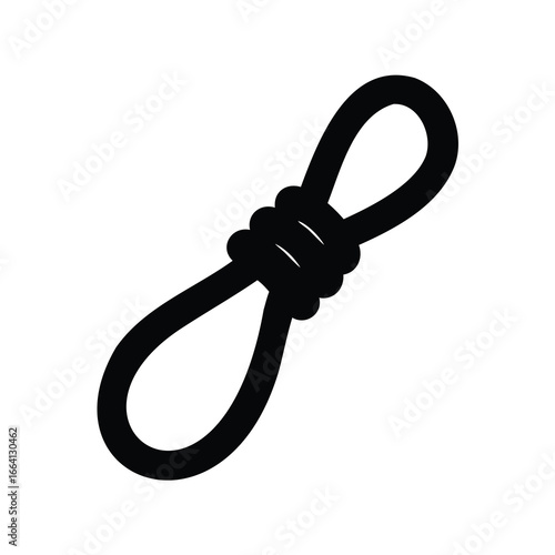 An illustration of a black tied rope with two loops on the end