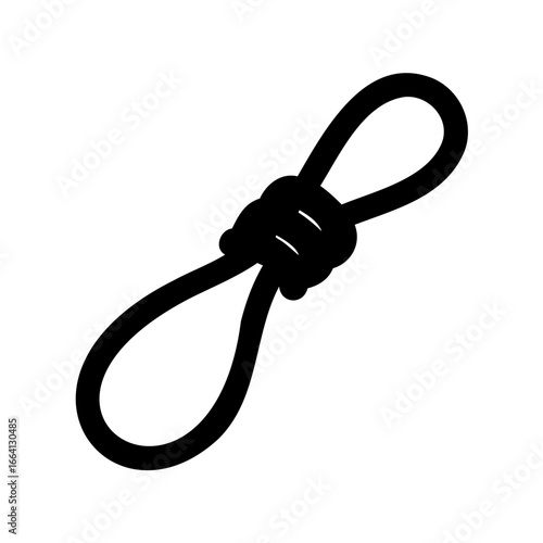 Simple black and white illustration of a knotted rope or loop