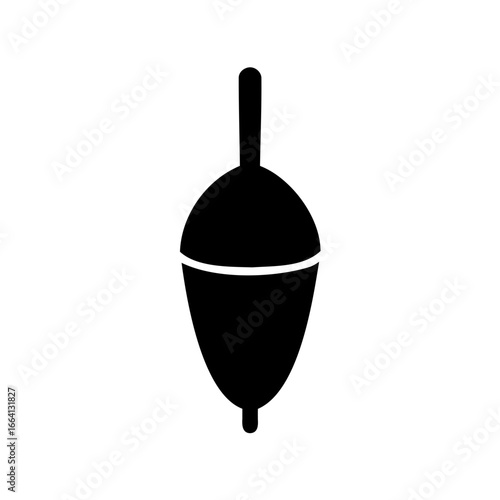 Black Fishing Float Bobber Vector Icon Illustration for Angling, Outdoor Sports, and Recreational Fishing Designs