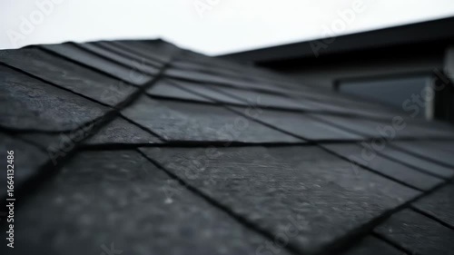 Close up of a dark tiled roof