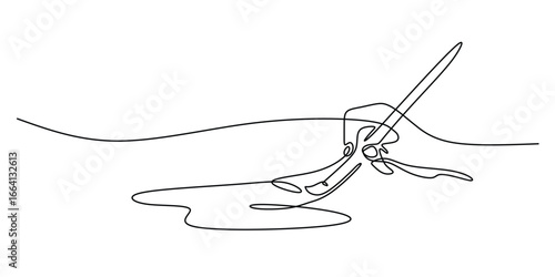 Minimalist One Line Drawing of Hand with Paintbrush