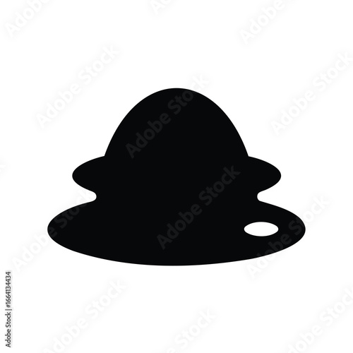 Silhouette of an igloo with entrance hole - Black silhouette of an igloo with a small entrance hole, isolated on white background, representing Arctic shelter, snow house, or polar dwelling icon.
