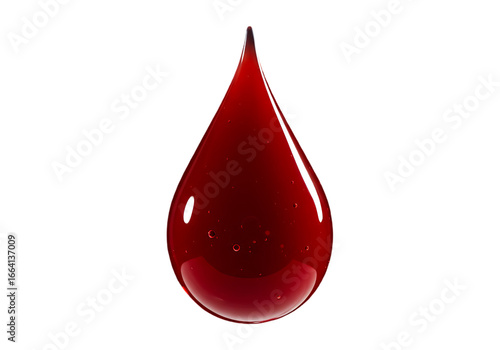 A single red blood drop isolated on transparent background