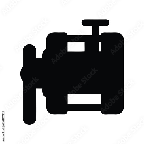 Silhouette representation of a vehicle engine design with a vertical shaft