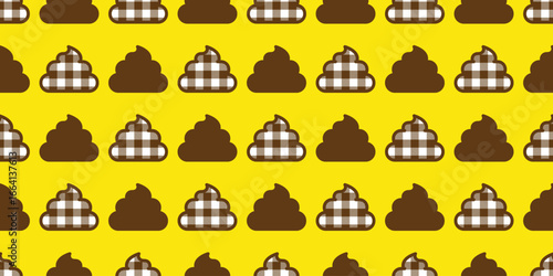 dog poo seamless pattern tartan plaid vector toilet cartoon gift wrapping paper repeat wallpaper tile background scarf isolated icon illustration yellow design