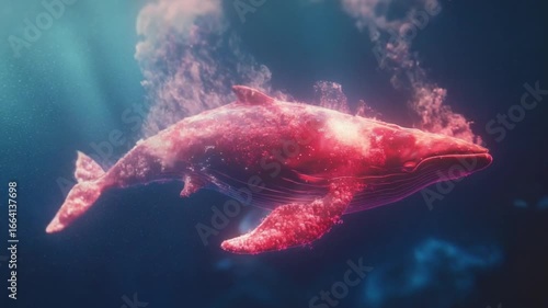 Enchanted Whale: A Digital Painting of a Glowing Humpback Whale