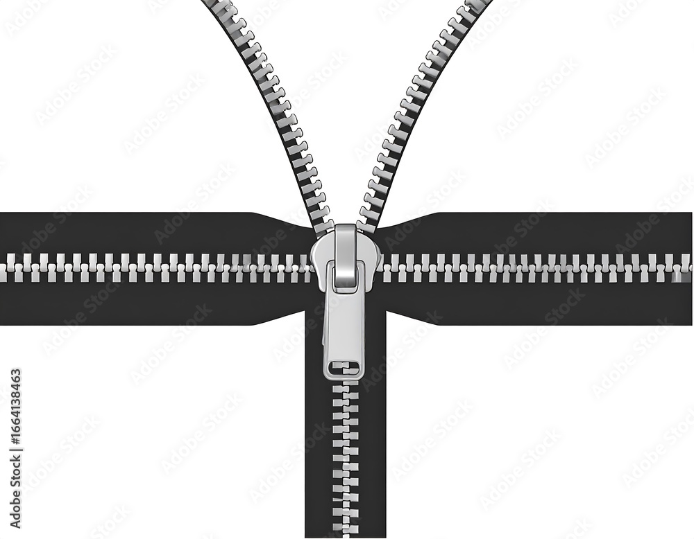 Fototapeta premium Two black zippers opening