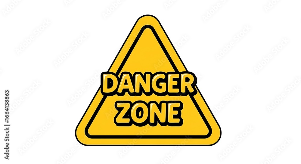 Obraz premium A yellow triangular warning sign with a black border and bold text reading 'Danger Zone' inside.