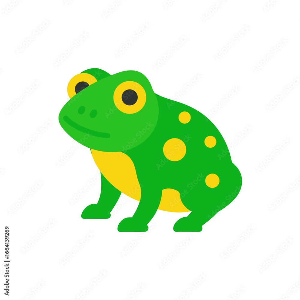 Obraz premium Vibrant green frog with yellow spots vector illustration scalable graphic design art