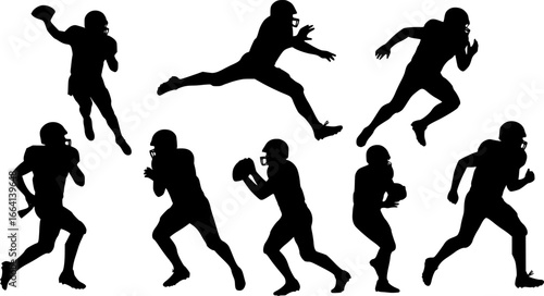various set Vector silhouette of american football players for graphic resources
