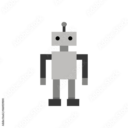 Simple silver square robot vector illustration icon for technology and future concepts