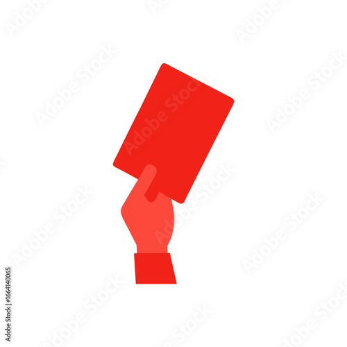 Hand holding bright red card upright vector illustration scalable graphic