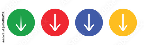 Down straight arrow flat vector design downward plant concept set