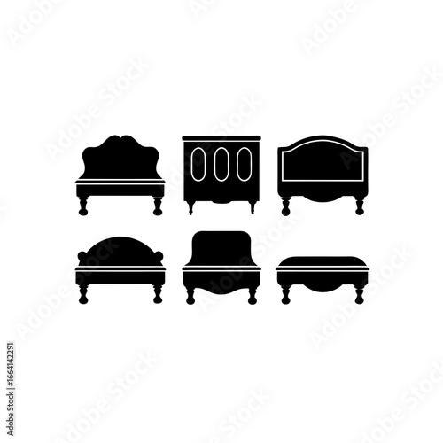 6 different footboard silhouette vector icons set 